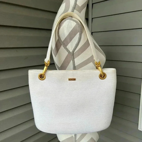 Eric Javits Women's Squishee Tote White Classic Double Strap Gold Hardware - Picture 1 of 16